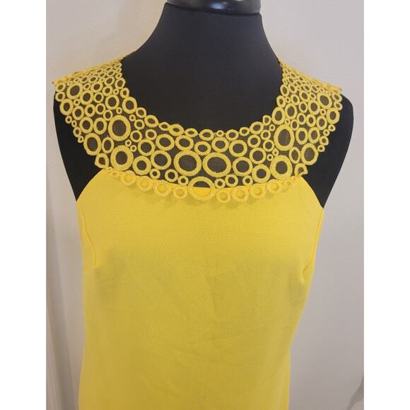 Trina Turk Bliss Embroidered Mesh Shift Dress Yellow Size 6 NWOT Elegant - Picture 6 of 13
